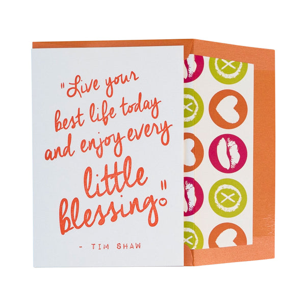 ‘Enjoy every little blessing’ Tim Shaw letterpress greeting card